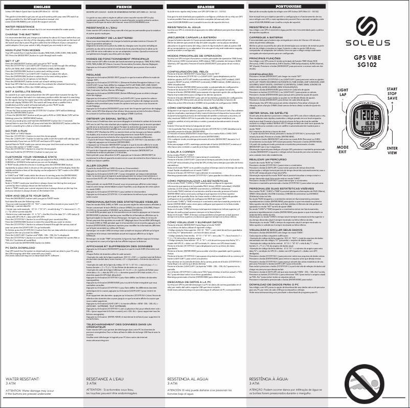 Page 1 de la notice Manuel utilisateur Soleus GPS Vibe SG102