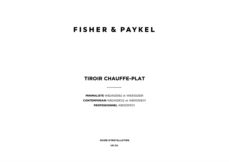 Page n°1 - Guide d'installation Fisher & Paykel WB30SPEX1