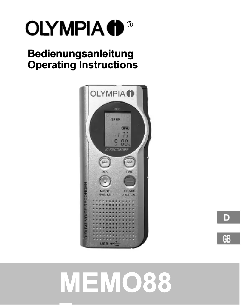 Image de la première page du manuel de l'appareil Memo 88