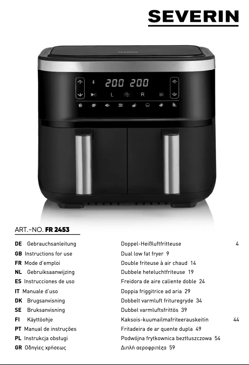 Page 1 de la notice Manuel utilisateur Severin FR 2453