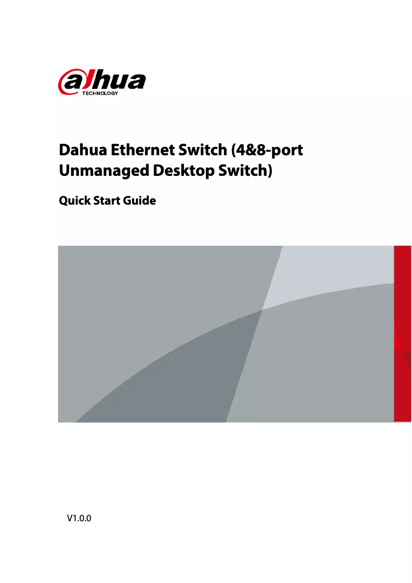 Page 1 de la notice Guide de démarrage rapide Dahua Technology PFS3110-8ET1GT1GF-96
