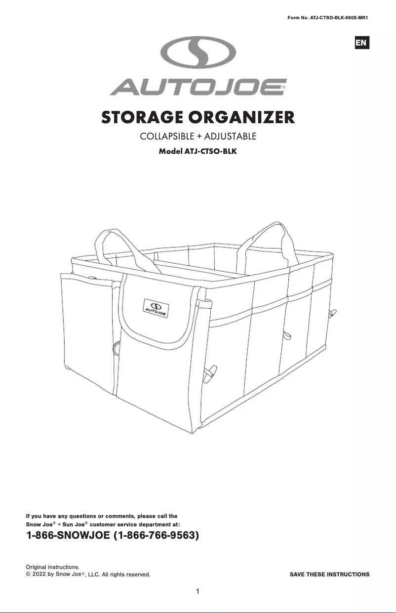 Page 1 de la notice Manuel utilisateur Auto Joe ATJ-CTSO-BLK