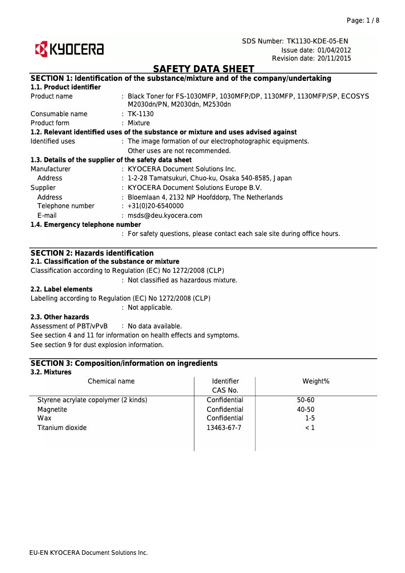 Image de la première page du manuel de l'appareil Ecosys M2530dn