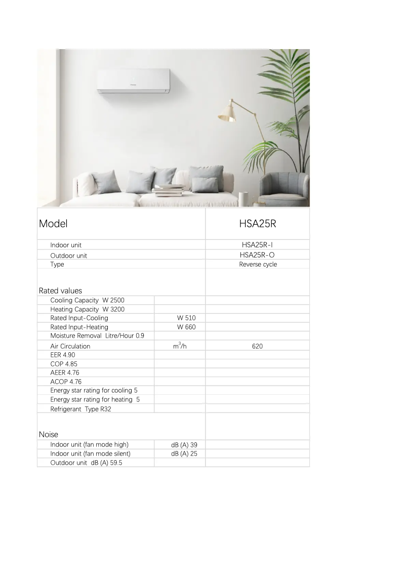 Page n°1 - Fiche technique Hisense HSA25R