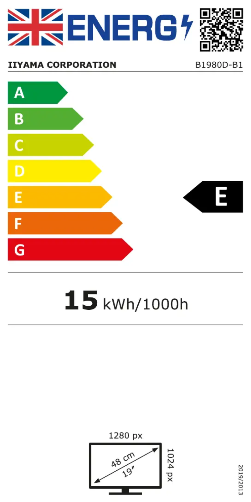 Página 1 del manual Etiqueta energética Iiyama ProLite B1980D