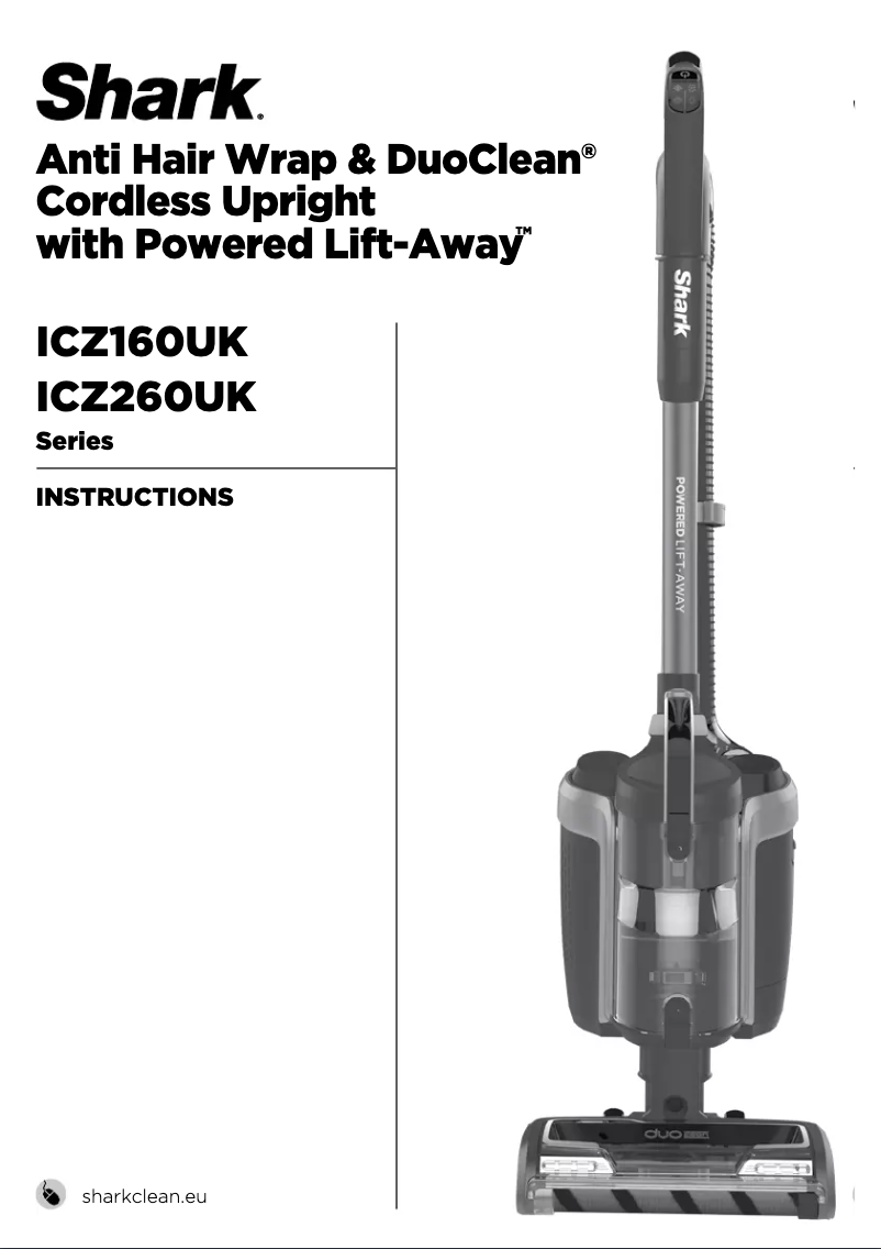 Page 1 de la notice Mode d'emploi Shark Anti Hair Wrap & DuoClean ICZ160UK