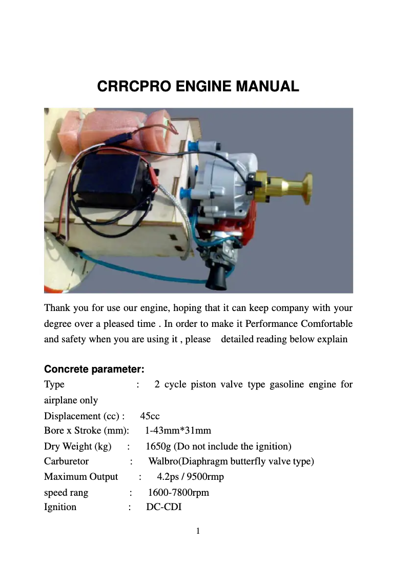 Page n°1 - Manuel utilisateur CRRCpro GF50I