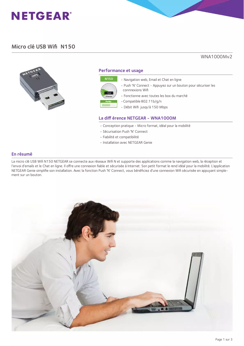 Page n°1 - Fiche technique Netgear WNA1000Mv2