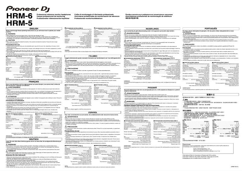 Page n°1 - Manuel utilisateur Pioneer HRM-6