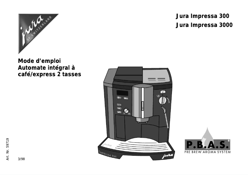 Page n°1 - Manuel utilisateur Jura Impressa 3000