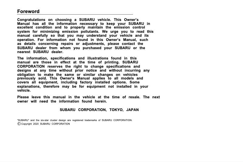 First page image of the manual for Crosstrek Hybrid (2021)