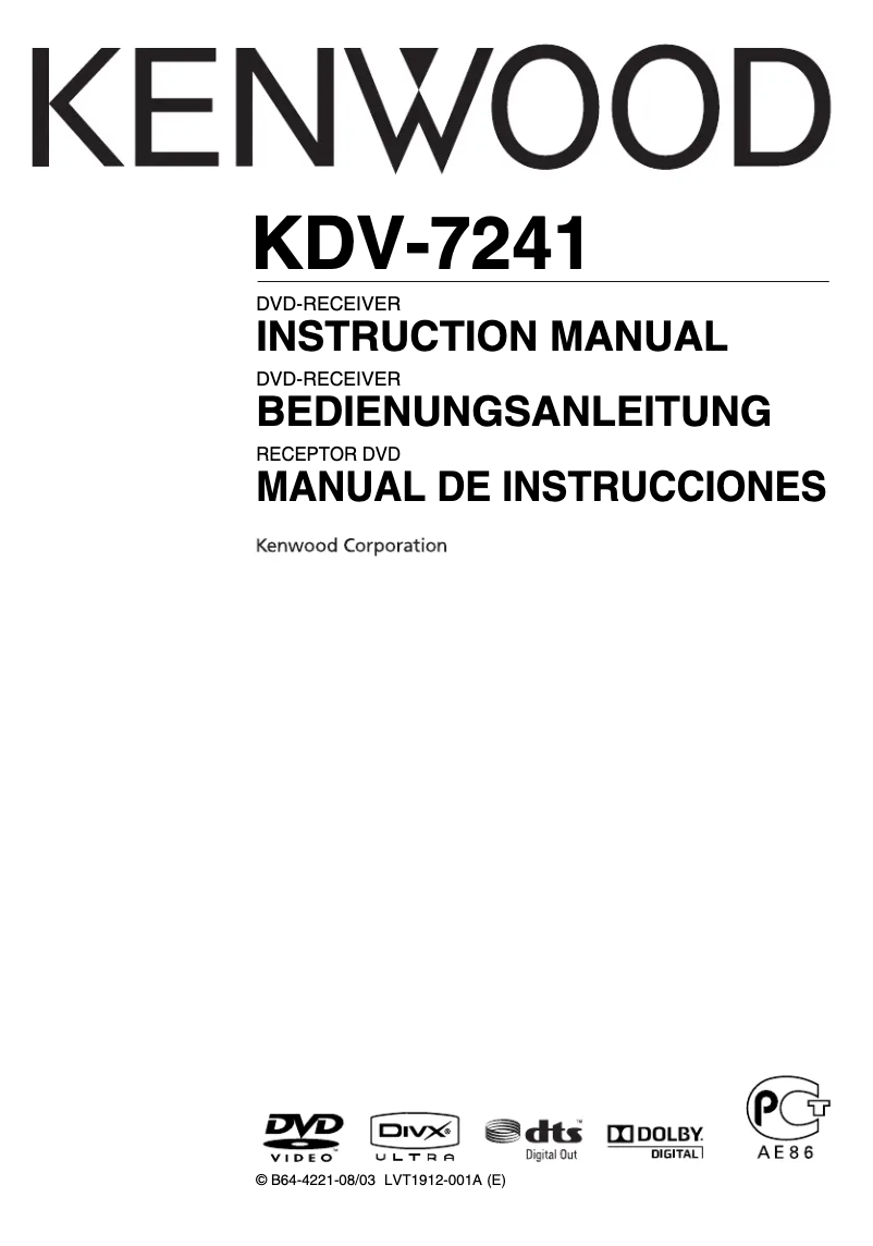 Page 1 de la notice Manuel utilisateur Kenwood KDV-7241Y