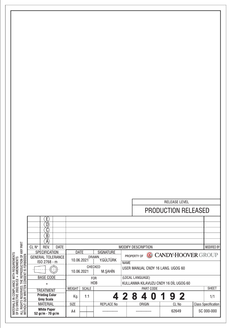 Image de la première page du manuel de l'appareil CVG6B