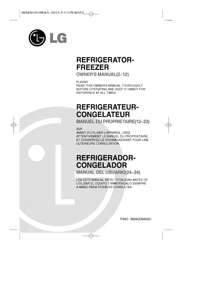 Page 1 de la notice Manuel utilisateur LG GR-S352GC