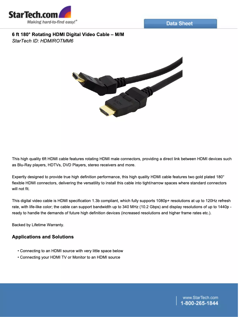 Page 1 de la notice Manuel utilisateur StarTech.com HDMIROTMM6