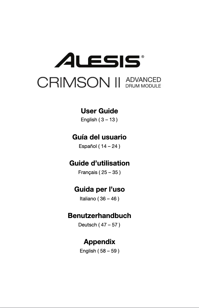 Page n°1 - Manuel utilisateur Alesis Crimson II