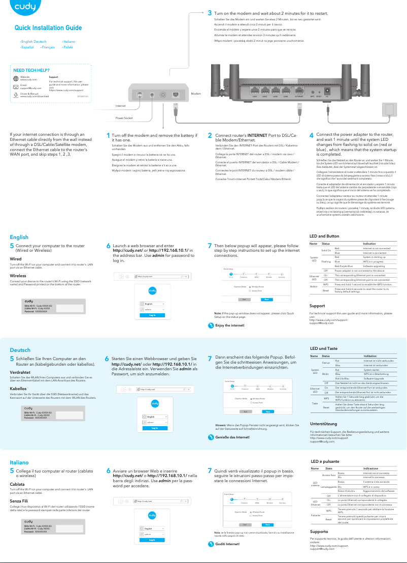 Página 1 del manual Guía de instalación Cudy X6 AX1800