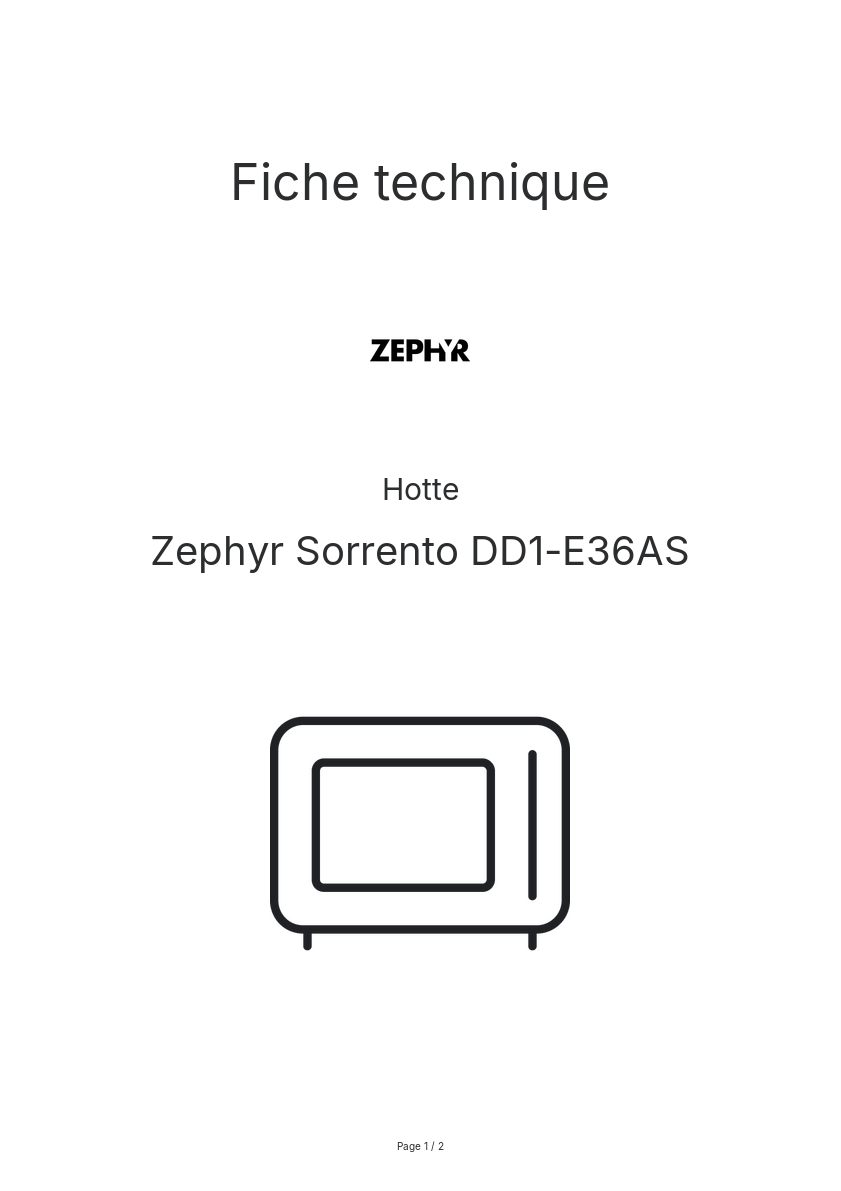 Page n°1 - Fiche technique Zephyr Sorrento DD1-E36AS