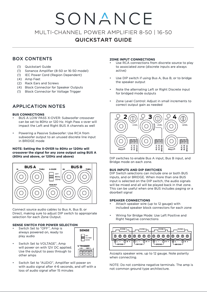Page n°1 - Guide de démarrage rapide Sonance 8-50
