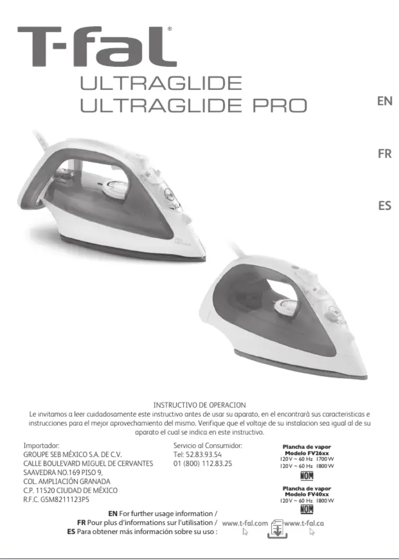 Page n°1 - Manuel utilisateur Tefal UltraGlide 3 FV4016