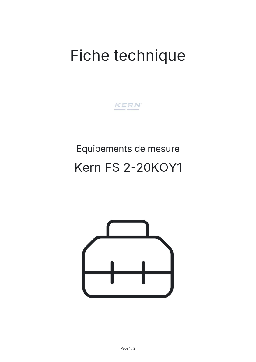Page n°1 - Fiche technique Kern FS 2-20KOY1
