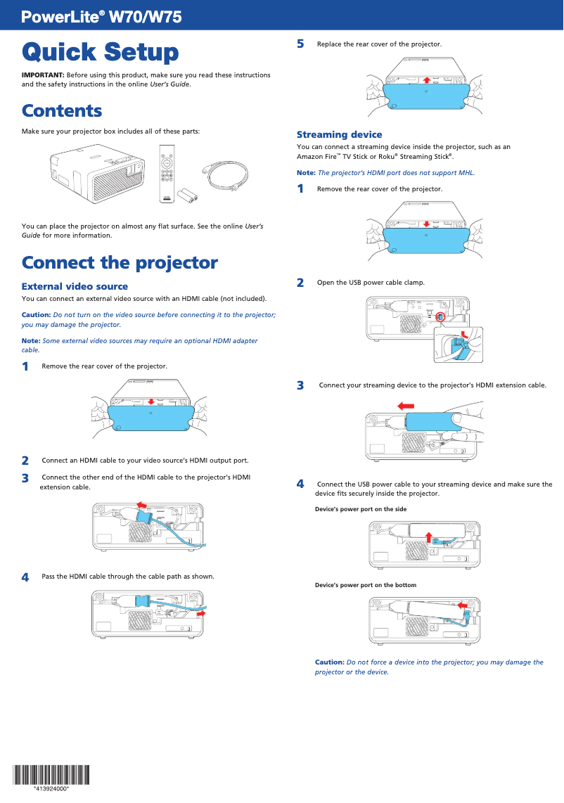 Page 1 de la notice Manuel utilisateur Epson PowerLite W70