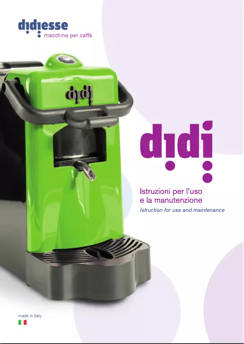 Page 1 de la notice Manuel utilisateur Caffe Borbone Didiesse DiDi