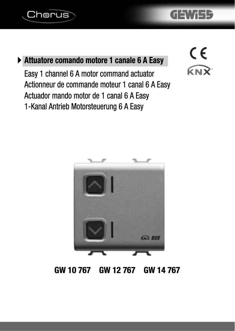 Page 1 de la notice Manuel utilisateur Gewiss GW14767