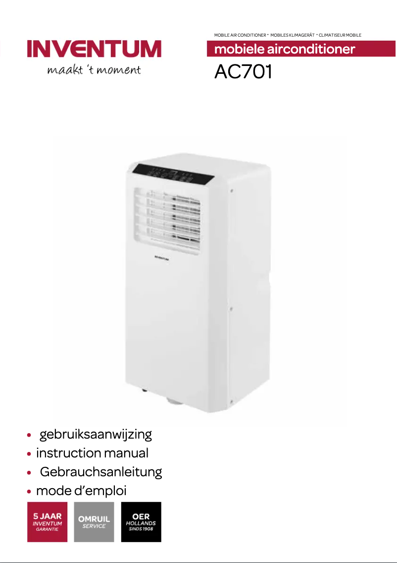 Page 1 de la notice Manuel utilisateur Inventum AC701