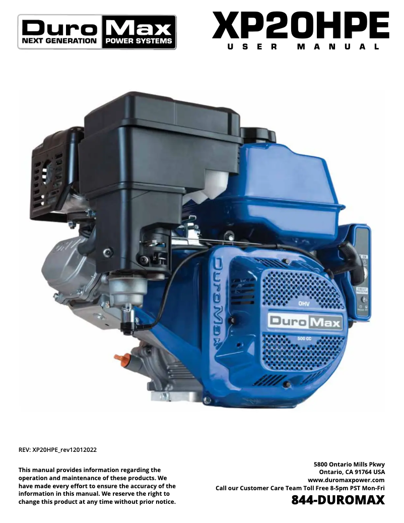 Página 1 del manual Manual de usuario DuroMax XP20HPE