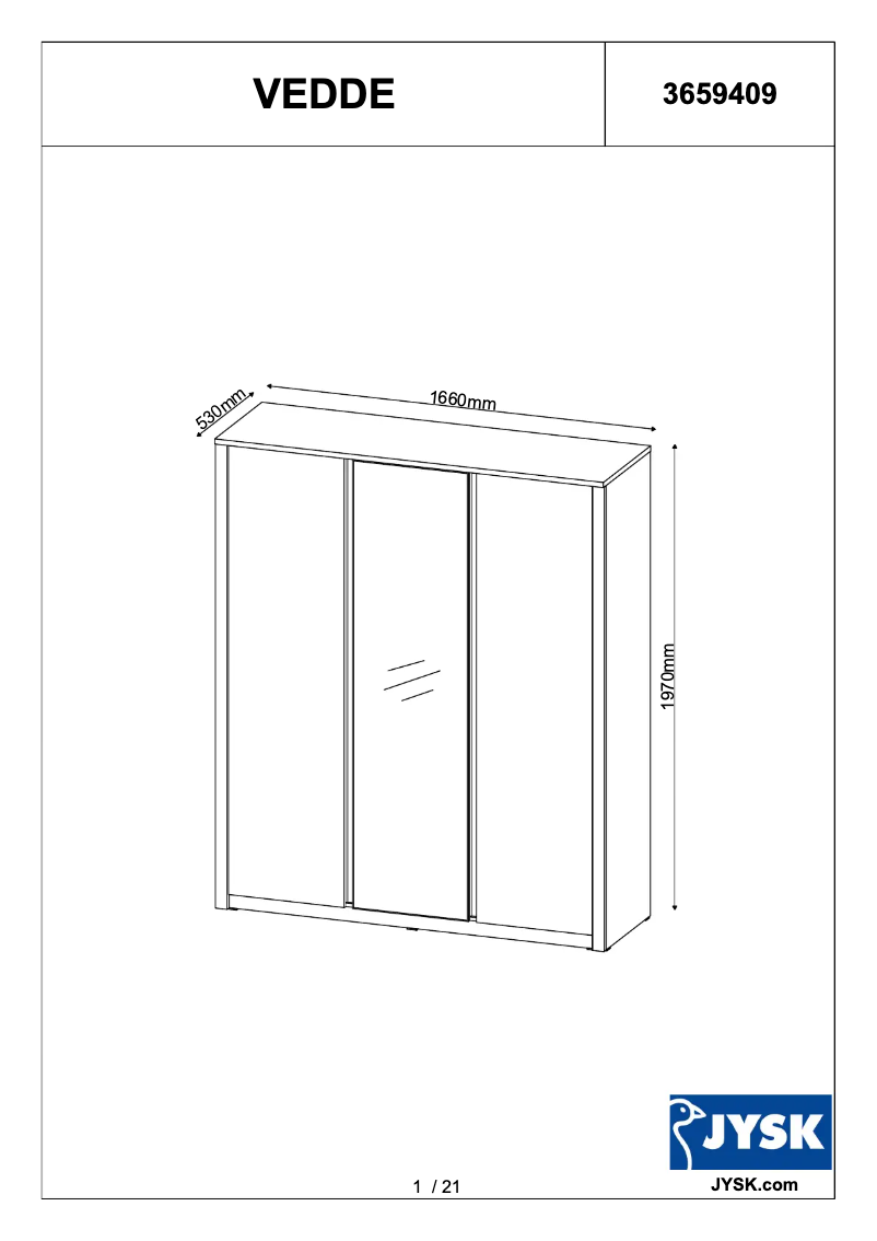 Página 1 del manual Manual de usuario JYSK Vedde (166x197x53)