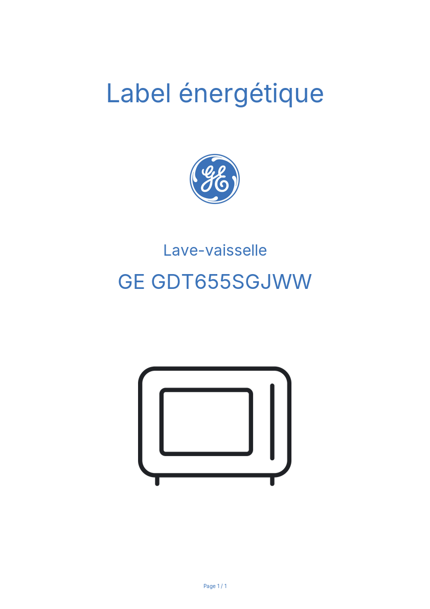 Page n°1 - Label énergétique GE GDT655SGJWW