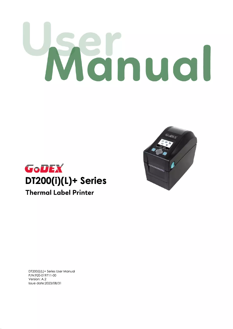 Page n°1 - Manuel utilisateur Godex DT200+