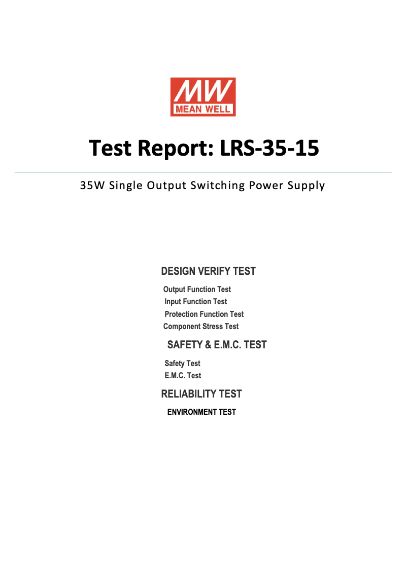 Page n°1 - Fiche technique Mean Well LRS-35-15