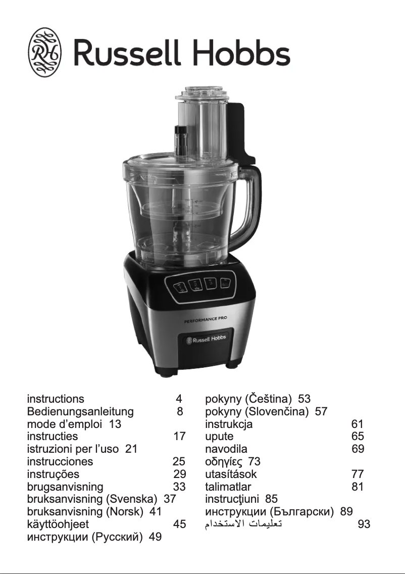 Page n°1 - Manuel utilisateur Russell Hobbs Performance Pro 22270-56