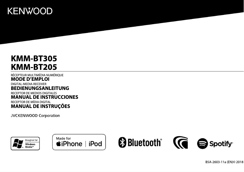 Page n°1 - Manuel utilisateur Kenwood KMM-BT305