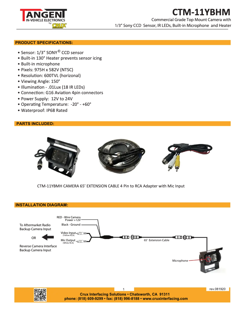 Page n°1 - Manuel utilisateur CRUX CTM-11YBHM