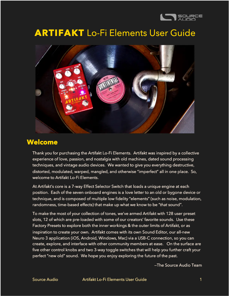 Page n°1 - Manuel utilisateur Source Audio Lo-Fi