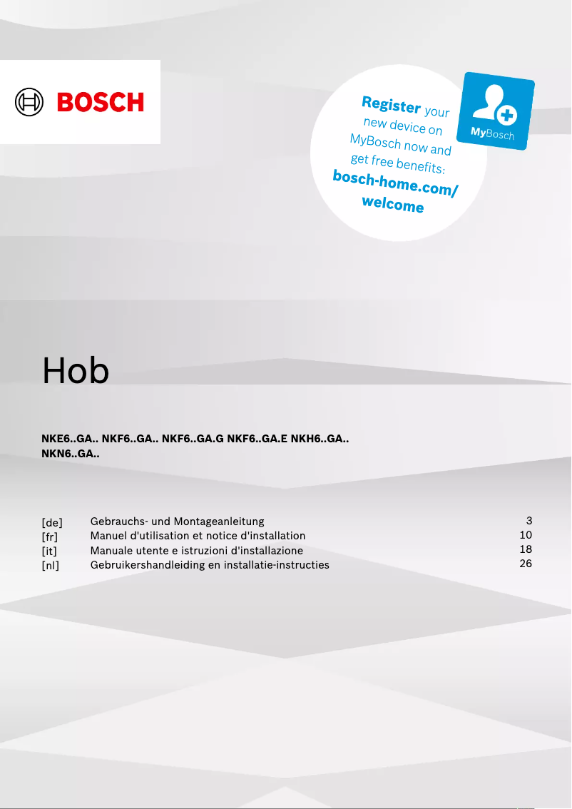 Page 1 de la notice Manuel utilisateur Bosch NKN64RGA2E