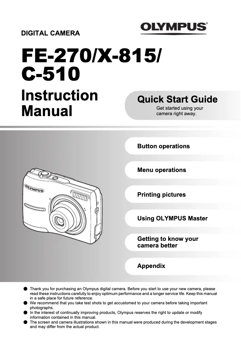 Image de la première page du manuel de l'appareil X-815