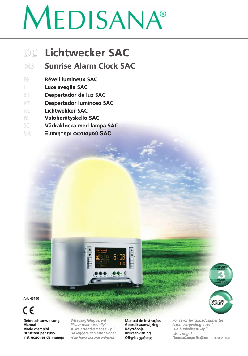 Image de la première page du manuel de l'appareil Sunlight