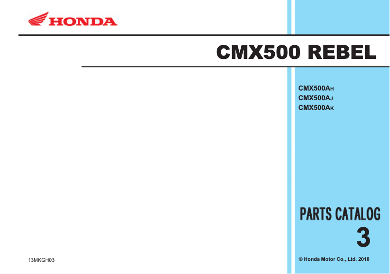 Image de la première page du manuel de l'appareil Rebel CMX500 (2018)