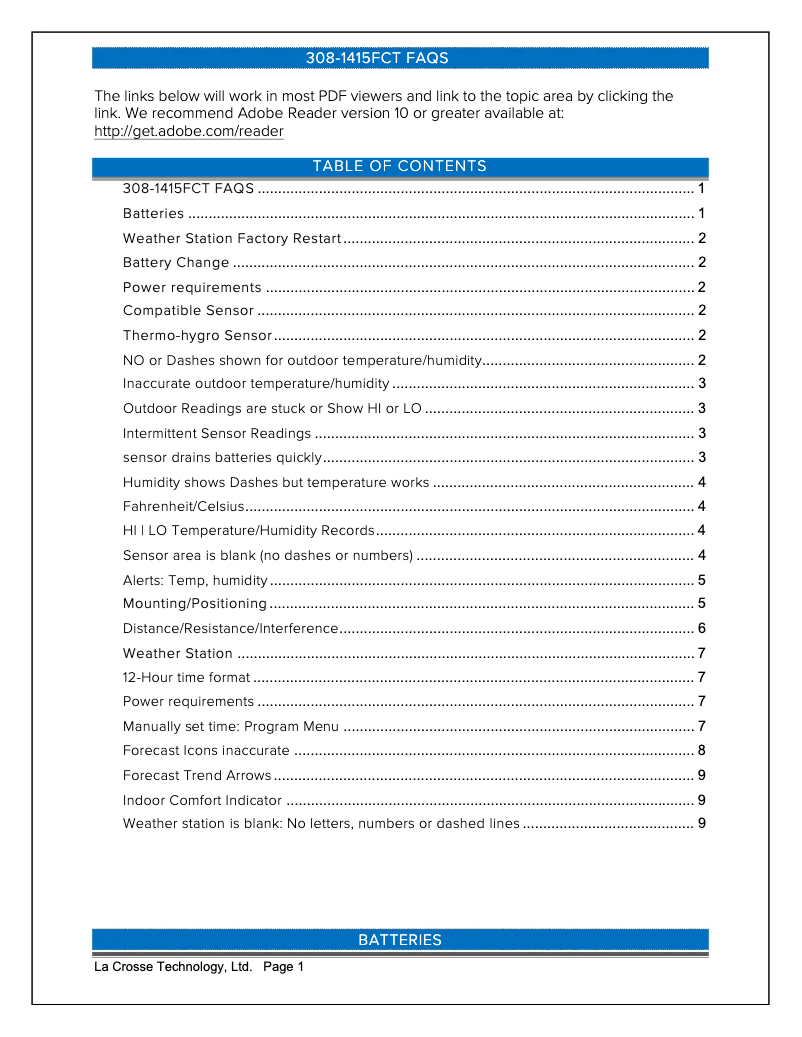 Image de la première page du manuel de l'appareil 308-1415FCTV2
