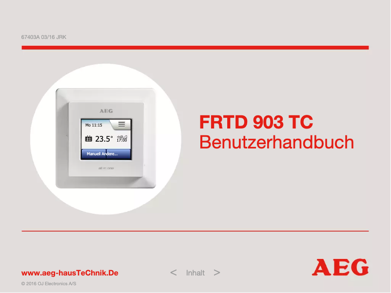 Page 1 de la notice Manuel utilisateur AEG FRTD 903 TC