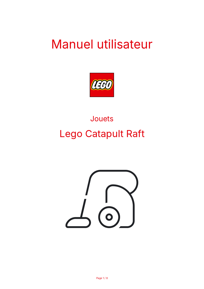 Image de la première page du manuel de l'appareil Catapult Raft