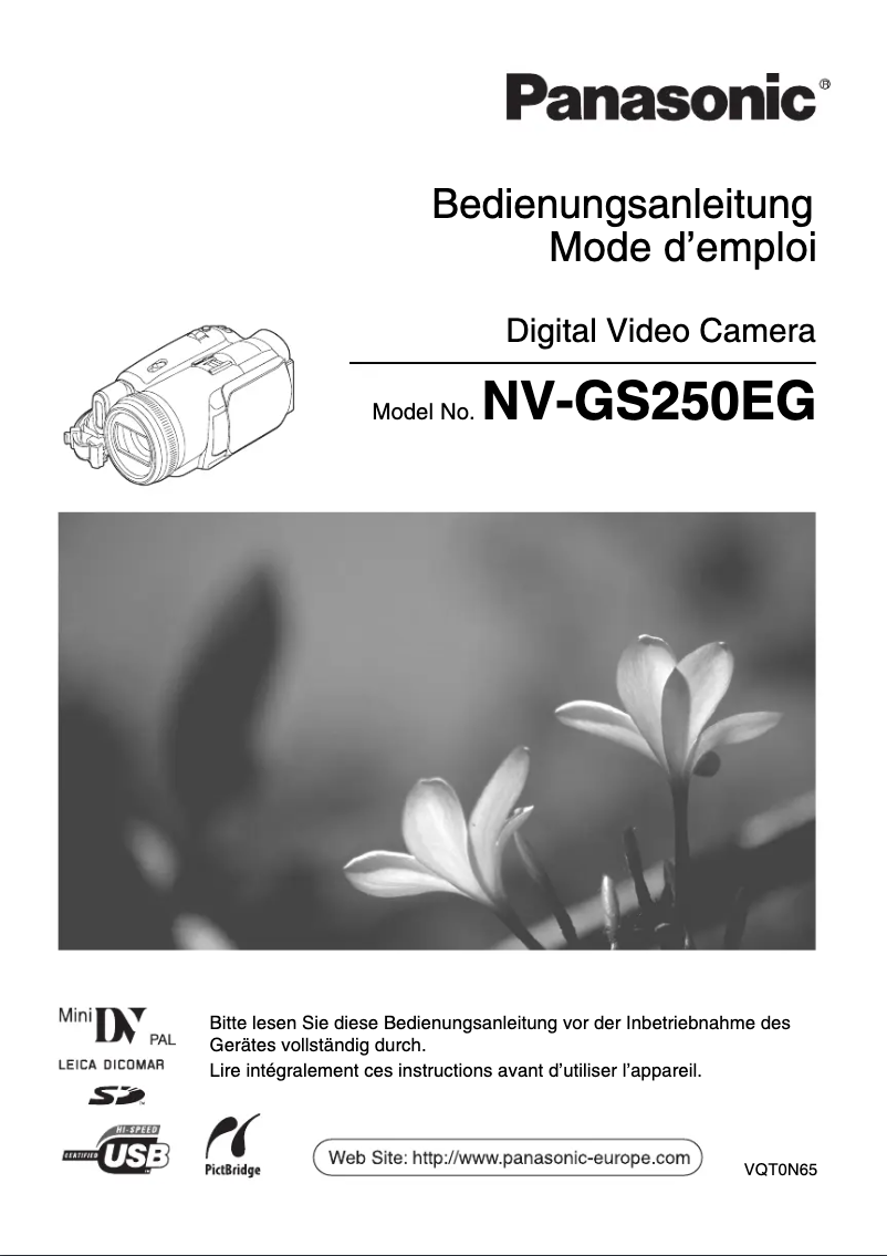 Page n°1 - Manuel utilisateur Panasonic NV-GS250