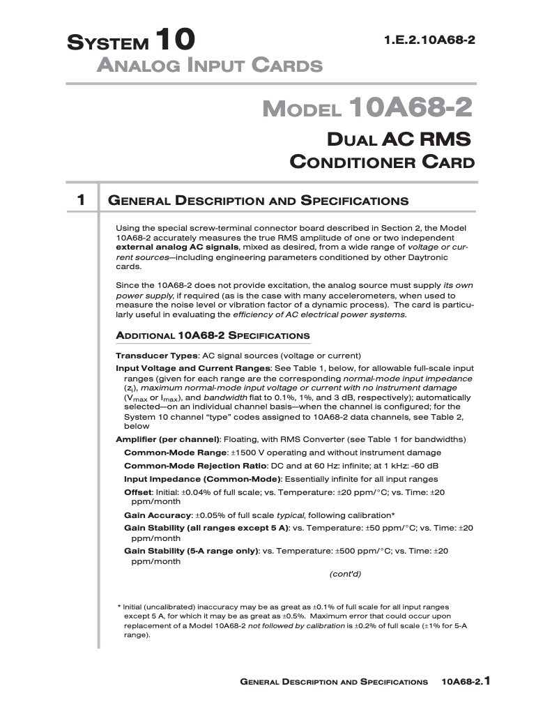 Page 1 de la notice Manuel utilisateur Daytronic 10A68-2