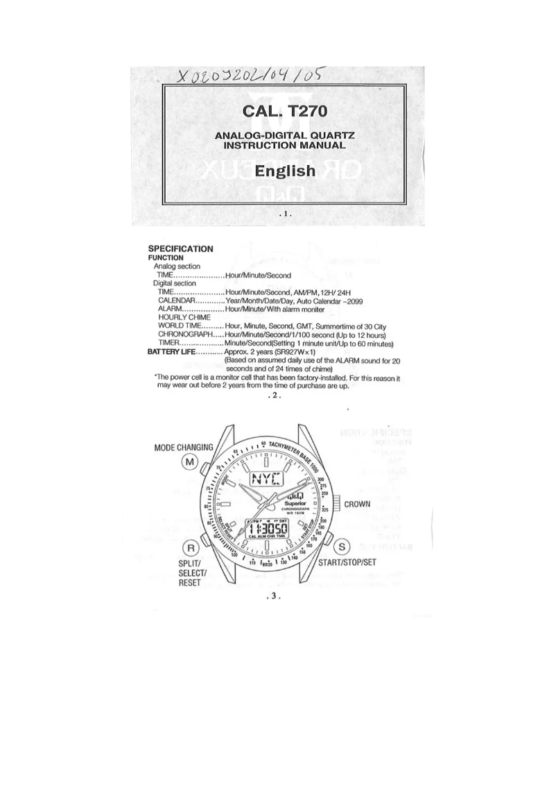 Page n°1 - Manuel utilisateur Grandeux T270