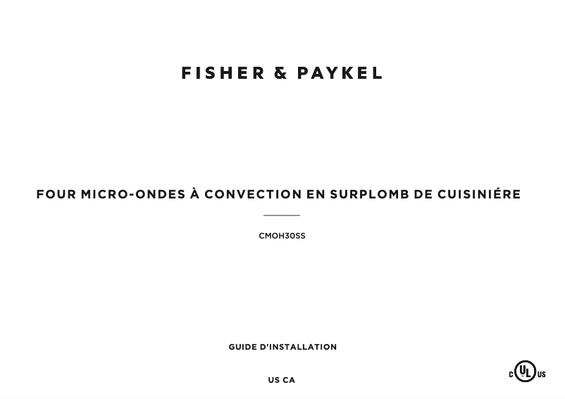 Page n°1 - Guide d'installation Fisher & Paykel CMOH-30SS-2Y