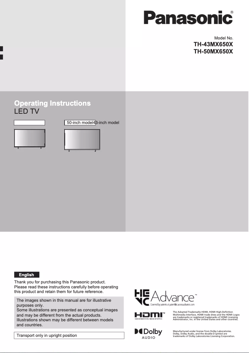 Page 1 de la notice Manuel utilisateur Panasonic TH-50MX650X